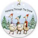 4 x Glow Duck Ornaments for Christmas Tree - 2024 Ceramic Ornament, Farm Animal Ornaments for Christmas Tree Decorations, Duck Decor (Goose)