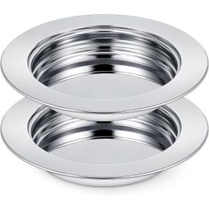 Zhehao 2 Pcs Communion Plates for Church Communion Bread Tray Plate Church Supplies Set Polished Stainless Steel Tray (Silver)