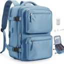 Travel Backpack with Vacuum System, Personal Item Carry On Flight Approved 18x14x8 inches, Air Compression Backpack with Pump Large Seal Backpacks for Women Men Mochila de Viaje (Blue)