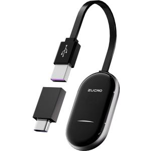 ZUCWO Wireless CarPlay Adapter for iPhone, Plug & Play CarPlay Dongle for Factory Wired Cars, Voice Control with Siri, 5.8GHz WiFi & Bluetooth, Ultra Low Latency, Supports Maps/Music/Calls (Grey)
