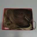 DZFAYESM Hair Topper with Bangs 16 Inch Ombre Blonde Synthetic Wavy Hair Toppers for Women 6.5"x6.5" Big Base Invisible Wiglets Hairpieces for Women Daily Wear