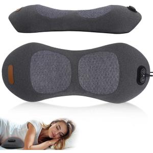 3 in 1 Back Massager, Electric Lumbar Support Pillow Heat Vibration Massage Lower Back Spine Decompression Device, Dark Gray
