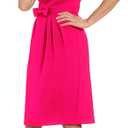London Times - Short Sleeve Round Neck Sheath Dress - Professional Work Dresses for Wedding Guests - 10 Pink
