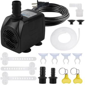 Small Fountain Pumps Submersible Outdoor, 480GPH Durable 25W Outdoor Water Pump with 6.5ft Tubing & 4 Nozzles for Aquarium, Pond, Fish Tank, Water Pump Hydroponics, Backyard Fountain