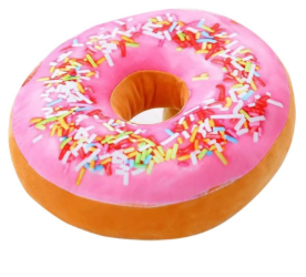 ChezMax Round Donut Pillow 16 Inch, Soft Decorative 3D Print Seat Pad Cushion, Comfortable Plush Funny Cute Food Shaped Stuffed Throw Pillow for Adult Couch Floor Chair Sofa Office-Pink Sugar