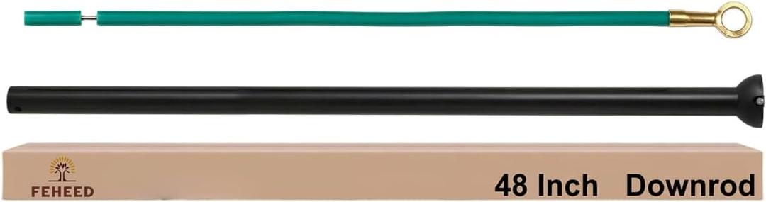 48 Inch Black Ceiling Fan Downrod Kits With Hanger Ball&Ground Wire