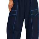 Magritta Womens Baggy Barrel Casual Pants Wide Leg Lounge Fashion Palazzo Pants with Pockets (Large)