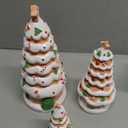 Roowest 3 Pcs Gingerbread House Decor with Tree Theme Ceramic Gingerbread Village House with LED Light 8, 6, 4inch Christmas Tree Decor Tabletop Figure for Indoor Festive Holiday or Party