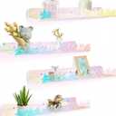 Floating Shelves for Wall,4 Pack 15.7x 3.5Adhesive Acrylic Shelves Organizer for Book Toy Photo Makeup,Wall-Mounted Kids Storage for Bathroom,Bedroom,Nursery, Iridescent Star And Moon