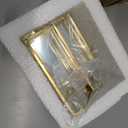 Feyarl Gold Glass Business Card Holder 2 Slots Name Cards Display Stand Business Cards Organizer Storage for Office Meeting Front Desktop Countertop