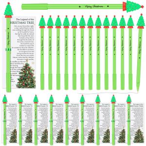 Sayglossy 25 Sets Funny Christmas Tree Pens Bulk Novelty Christmas Gel Ink Pens with Legend Cards Office Appreciation Gifts for Xmas Team Employee Coworkers Staff Teachers