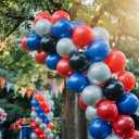 2 x Red Blue Black Balloon Arch Kit, Blue and Red Balloon Arch Kit, Blue Black Balloons Garland with 22 Inch Star Foil Balloons for Men Boys Birthday Baby Shower Graduation Party Decorations