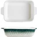 Lavandi Ceramic Bakeware Set, Rectangular and Wide Baking Pans, Oven/Microwave/Dishwasher Safe (Green, 8 inches)