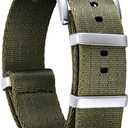 BINLUN Nylon Watch Band Thick G10 Premium Ballistic Nylon Multicolor Replacement Watch Straps with Silver/Black Stainless Steel Buckle for Men Women 18mm 20mm 22mm 24mm (Green)