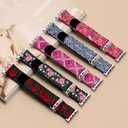 Compatible with Apple Watch Band for Women, Boho Fancy Nylon Band for Iphone Watch, Floar Hook Loop Bands for Women for iWatch, 42/43/44/45/46mm, Bohemia Pink Wind Chime 