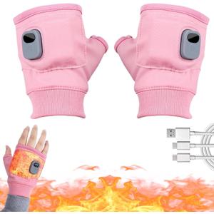 Portable Heating Gloves with Digital Display, 2026 New Adjustable Heating Gloves, 45-55C, 2000mAh Rechargeable Heated Gloves,Smart Thermostatic Heated Fingerless