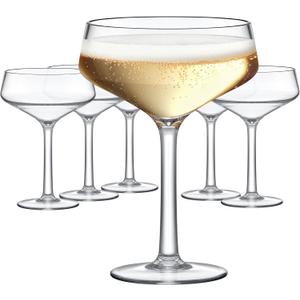 Amazing Abby - Courtney - 12-Ounce Plastic Coupe Glasses (Set of 6), Martini Glasses, Champagne Saucers, Reusable, BPA-Free, Shatter-Proof, Dishwasher-Safe, Perfect for Poolside, Outdoors, and More