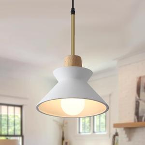 9.4in Concrete Pendant Light, Small Kitchen Island Lighting Hanging Lamp White Cement Nordic Wabi Sabi Style for Living Dinning Room Foyer Entryway Bedroom Restaurant Cafe 1 Pack