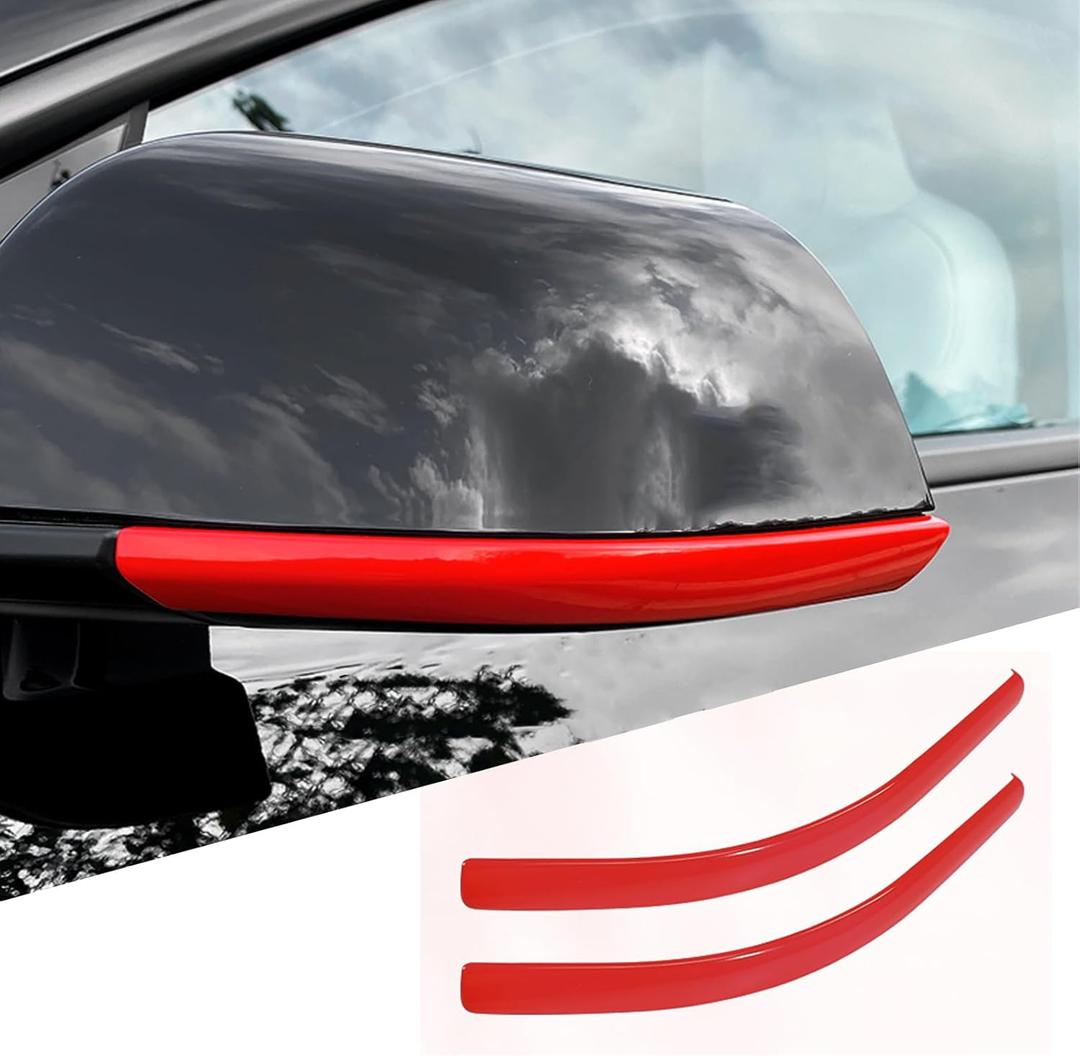 Side Mirror Trim Strip for Tesla Model Y, fit for Tesla Y Exterior Accessories (Red, Model Y)
