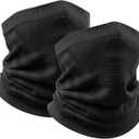 Winter Neck Warmer Gaiter;Ski Mask Balaclava Windproof Face Mask Unisex Face Cover for Cold Weather (Black-2p)