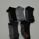 Geyoga 5 Pairs Men Non Slip Socks Women Anti Skid Slipper Barre Socks with Cushion Unisex for Yoga Pilates Barre Home Workout (Mixed Color)