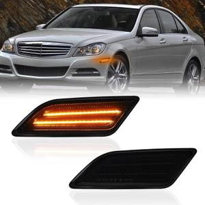 LED Side Marker Lights for 2012-2014 M'ercedes-Benz Pre-LCI W204 C-Class C250 C300 C350 Front Side Fender Lamps, Smoked Len 2PCS (Amber)