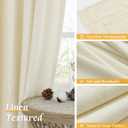 LAMIT 48 Inch Short Window Linen Curtains, Light Beige Soft Thick Light Filtering Panels Rod Pocket Neutral Privacy Faux Linen Drapes for Bedroom/Bathroom/Loft Room, 2 Panels, 42 x 48 Inch