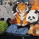 Men Women and Kids Wildlife Zoo Day Party Cute 22 Animals T-Shirt (Black, L)