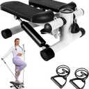 Stepper for Exercise at Home, Stair Stepper with 2 Resistance Bands, Mini Stepper with 300LBS Loading Capacity & LCD Monitor, Super Quiet Hydraulic Fitness Steppers Full Body Workout Machine