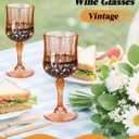 Ciaell 24PCS Amber Plastic Wine Glasses - 7 Oz Amber Vintage Drinking Glasses - Disposable Water Goblets Set for Party Wedding, Bar, Wine, Beer