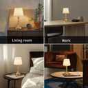 KDG Cordless Portables Table Lamp, LED Fabric Shade Small Desk Lamps, 4000mAh Battery Powered Lighting, 2700K Stepless Dimmable Light for Living Room, Dining Room, Bedroom, Bedside (Gold)