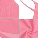 Missufe Women's Sleeveless Spaghetti Strap V Neck Tulip Hem Ruched Party Cocktail Bodycon Short Dress (Pink)