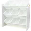 Humble Crew Toy Storage Organizer with 9 Removable Storage Bins for Kids Playroom, 3-Tier Toddler Toy Organization and Storage, White/White