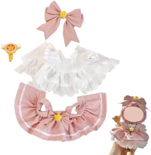 Cute Clothes for Labubu Have a Seat and Standing Doll Clothes Set Accessories Outfits No Doll (Pink Dress), Pack 2