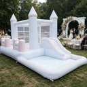 wavemore 15.9' X9.7 ' White Bounce House with Slide and Ball Pit, Small
