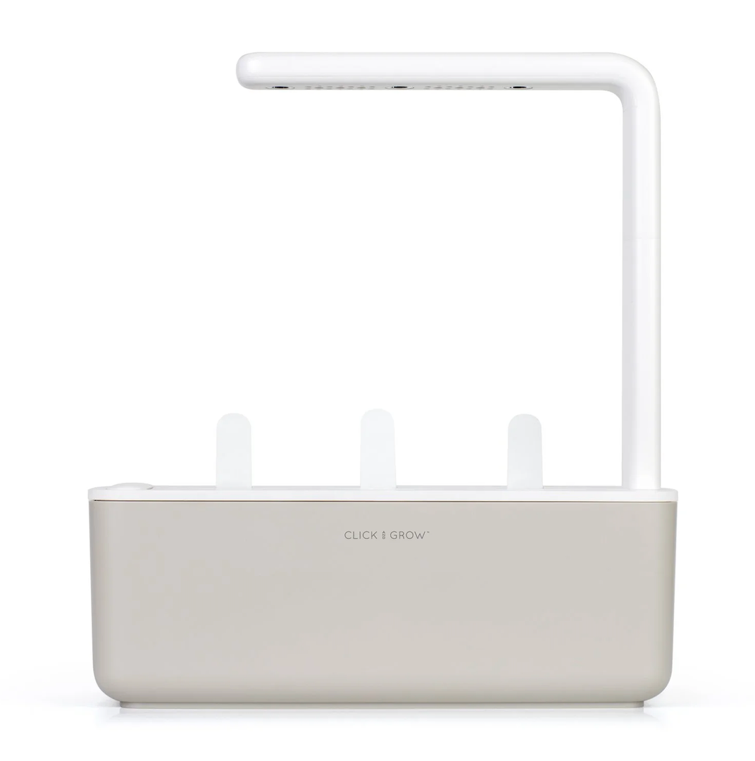 Click & Grow Smart Garden, 3 Pods Indoor Herb Growing System (3 Basil Pods Included)| Easier Than Hydroponics Growing System, Automatic Nutrients, Watering and Grow Light, Noisefree Technology, Beige