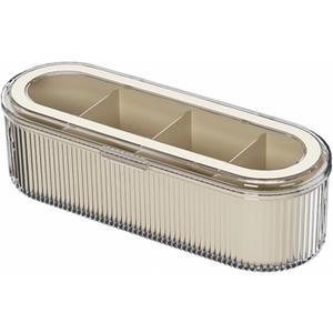 Kitchen Seasoning Box, 4 Grids Kitchen Spice Pots Condiment Storage Jars with Spoon and Lid for Sugar Salt Pepper