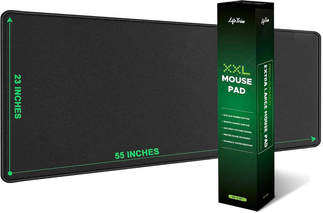 55 x 23 XXL Mouse Pad Gaming 5mm Thick Extended Keyboard Mat Full Desk Cover Pad XXL Mat Giant Extra Large Gaming Mouse Pad XXXL Mousepad Black Large Desk Mats Deskpad