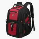 SHRRADOO Extra Large 50L Travel Laptop Backpack with USB Charging Port, College High School Backpack Airline Approved Business Work Bag Fit 17 Inch Laptops for Men Women,Red