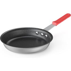 DUMOS 8 Inch Nonstick Frying Pan, Heavy-Gauge Aluminum Skillet, Red Handle