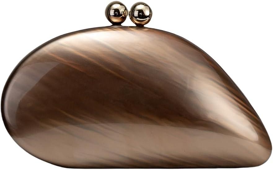 UMREN Seashell Chain Shoulder Bag for Women Acrylic Evening Clutch Bag Glitter Marble Purse Handbag for Wedding Party Prom