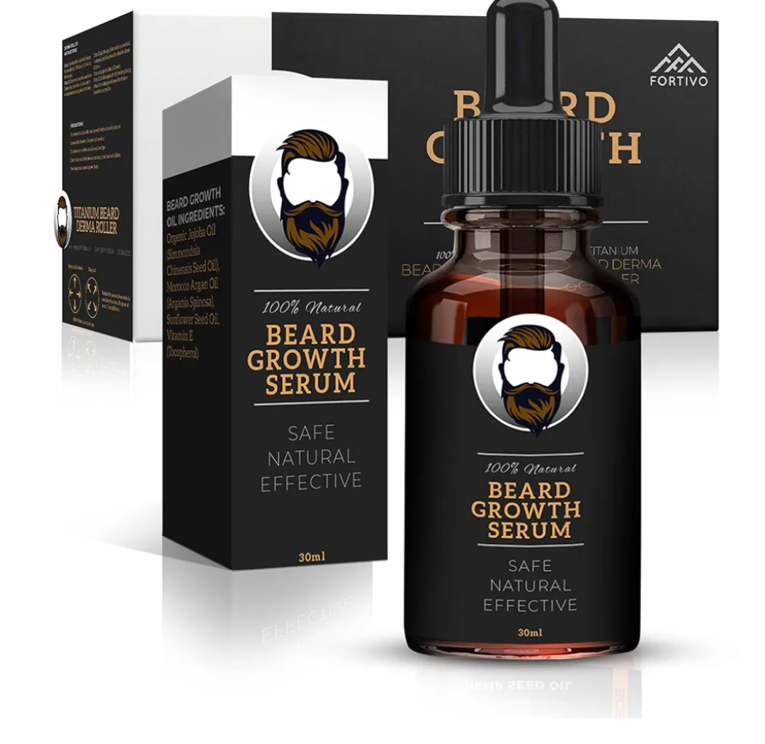 FORTIVO Beard Growth Kit For Men Serum & Derma Roller,  2 packs