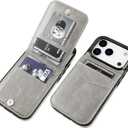 KIHUWEY Compatible with iPhone 17 Pro Case Wallet with Credit Card Holder, Flip Premium Leather Magnetic Clasp Kickstand Heavy Duty Protective Cover for iPhone 17 Pro 6.3 Inch (Gray)