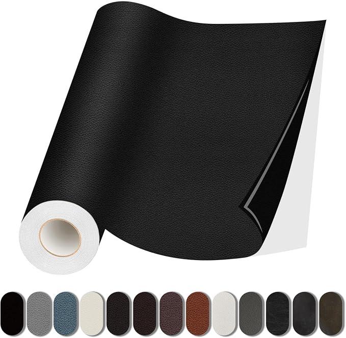 Leather Repair Patch, 35X79 Inch Self Adhesive Leather Repair, Large Vinyl Patch Tape for Couches, Furniture, Car Seats, Cabinets, Wall, Handbags Black, 35X79 Inch