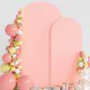 Wokceer Wedding Arch Backdrop 7.2FT, 6FT Set of 2 Spandex Fitted Blushing Pink Covers for Round Top Chiara Stands - Birthday Party Ceremony Decor