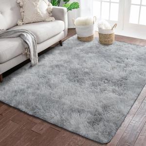 3x5 Feet Grey Area Rugs for Living Room, Ultra Soft Tie-dye Fluffy Rugs for Bedroom, Kids Room, Home Decor High Pile Velvety 3'x5' Shag Carpets Light Grey