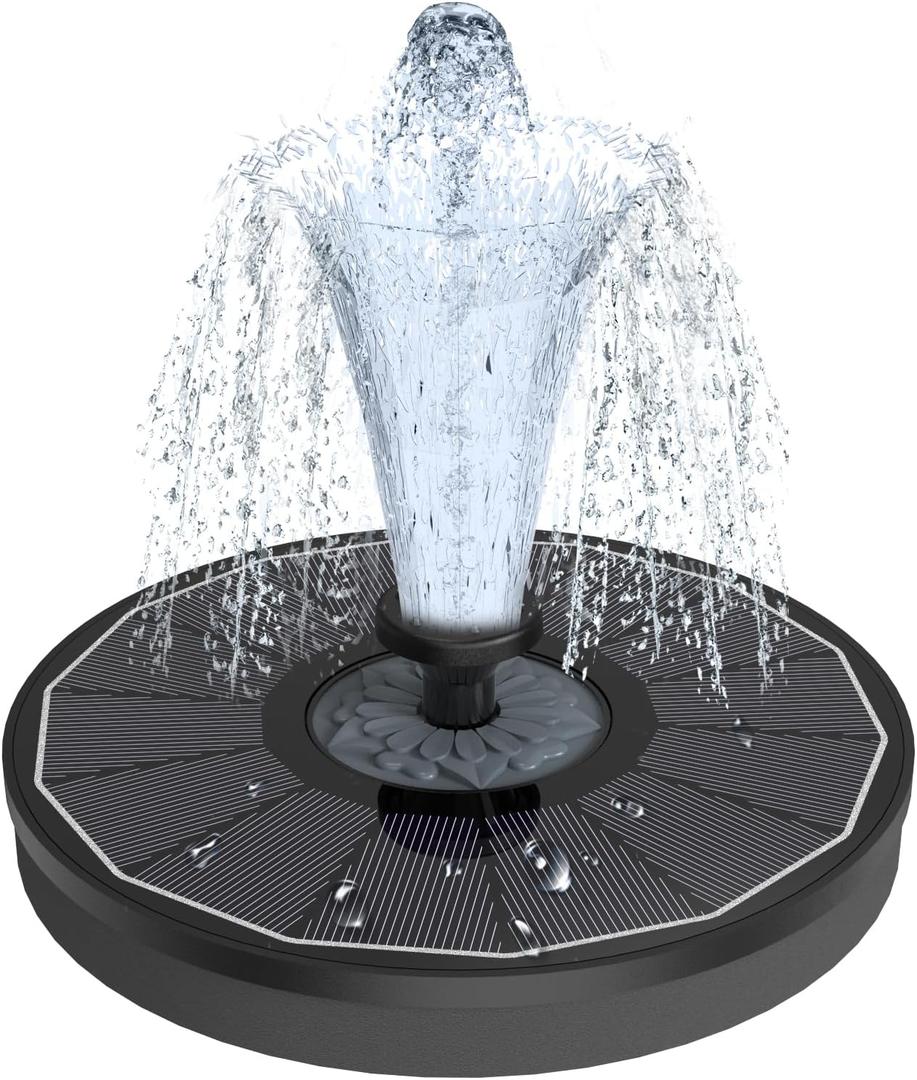Yzert Solar Fountain for Bird Bath Direct Sunlight High Efficiency 3.5W Glass Panel Solar Water Fountain Outdoor Garden Flower (Black)