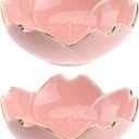 Luxshiny Porcelain Sauce Dish Set 2Pcs Pink Ceramic Dipping Bowls with Gold Rim 2.75 Inch Condiment Plates for Kitchen Bbq Sushi Dining