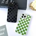 MINSCOSE for iPhone 16 Pro Max Case Aesthetic Checkered Plaid Checkerboard Design Pattern,Trendy Slim TPU Shockproof Protective Full Camera Protection Phone Cover-Green