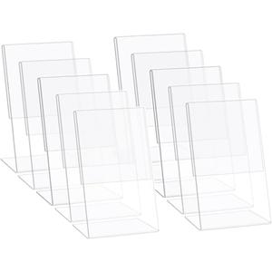 HESIN 10 Pack Acrylic Sign Holder 3.5x 5 Acrylic Store Price Tag L shape Portrait Version Rack with Slant Back for Notice, Info, Menu, Price Sheet, Photo, or Any Literature (10 Pack)